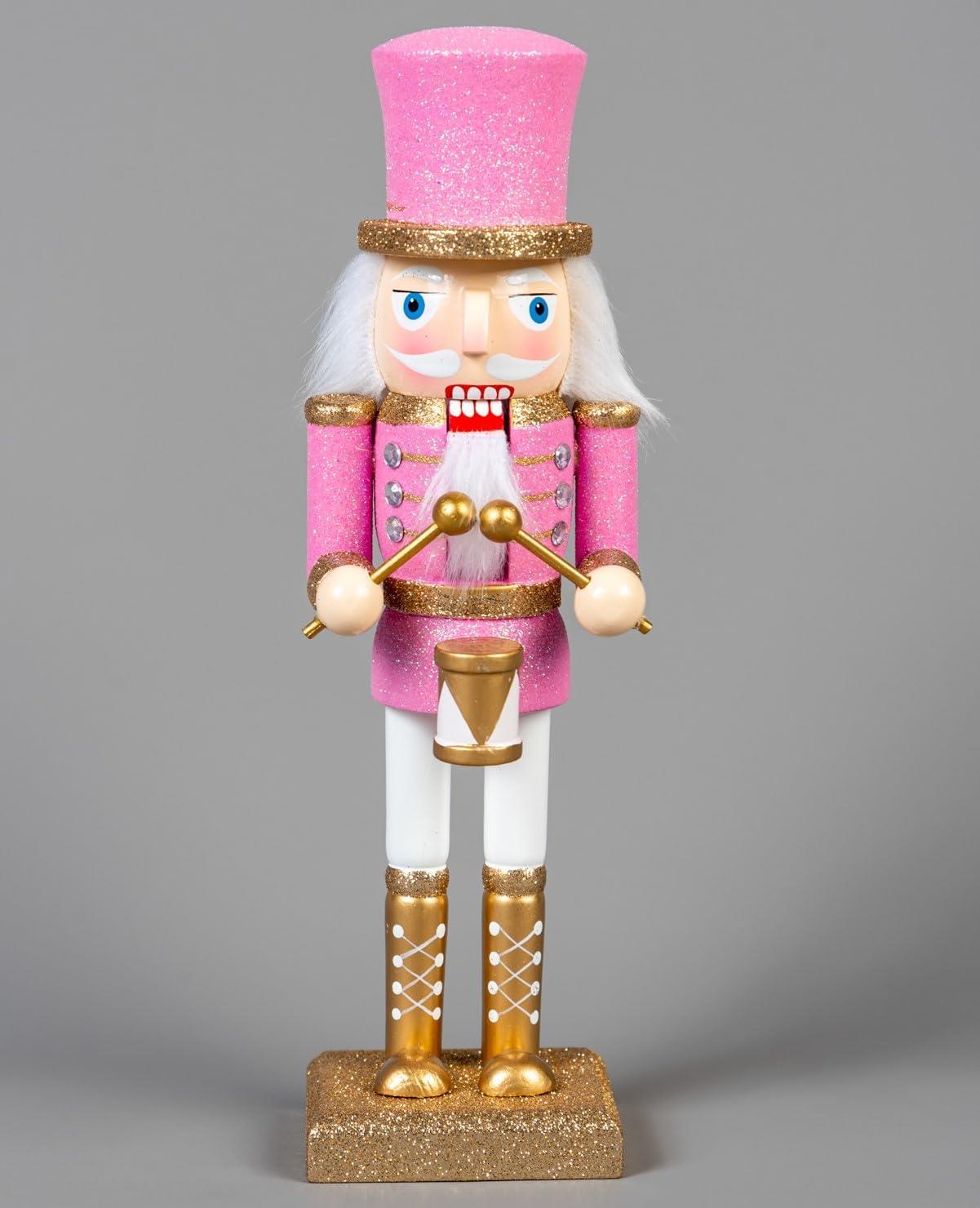 25cm Pink Wooden Nutcrackers, 4pcs Set