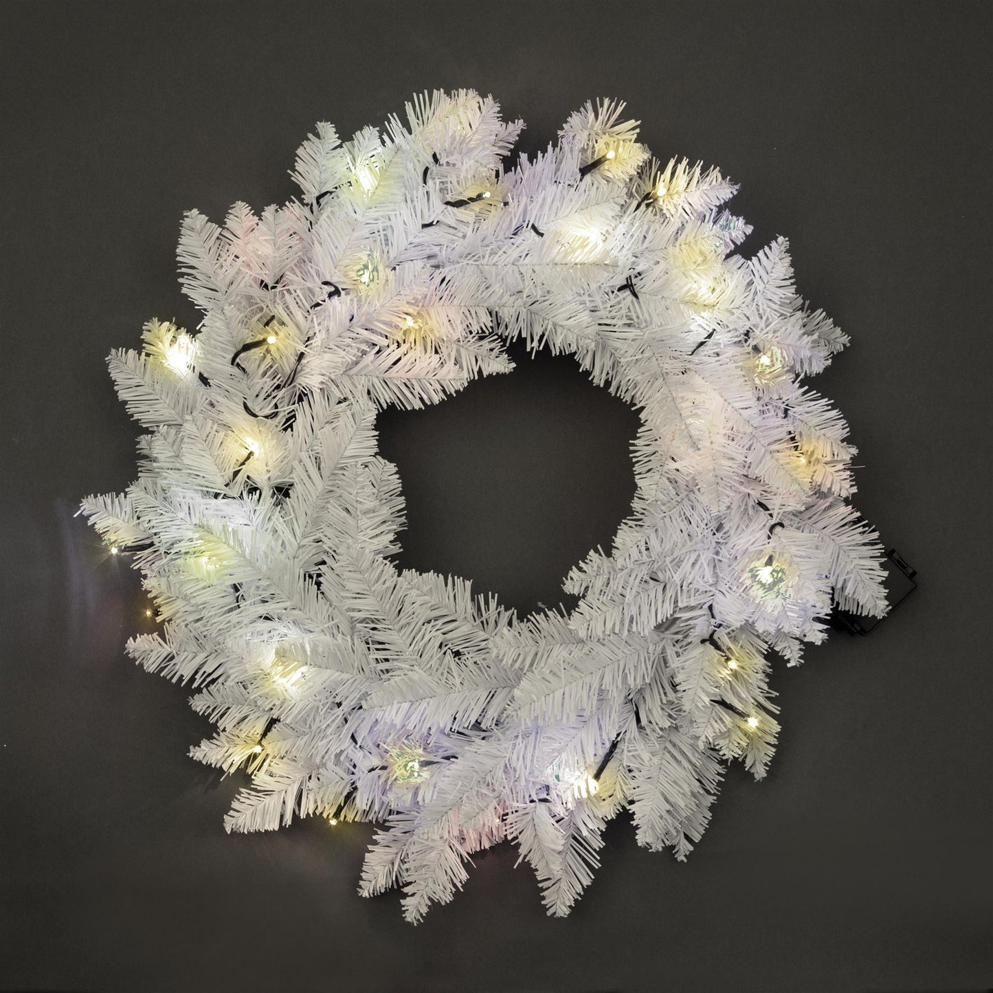 55cm White LED Christmas Wreath