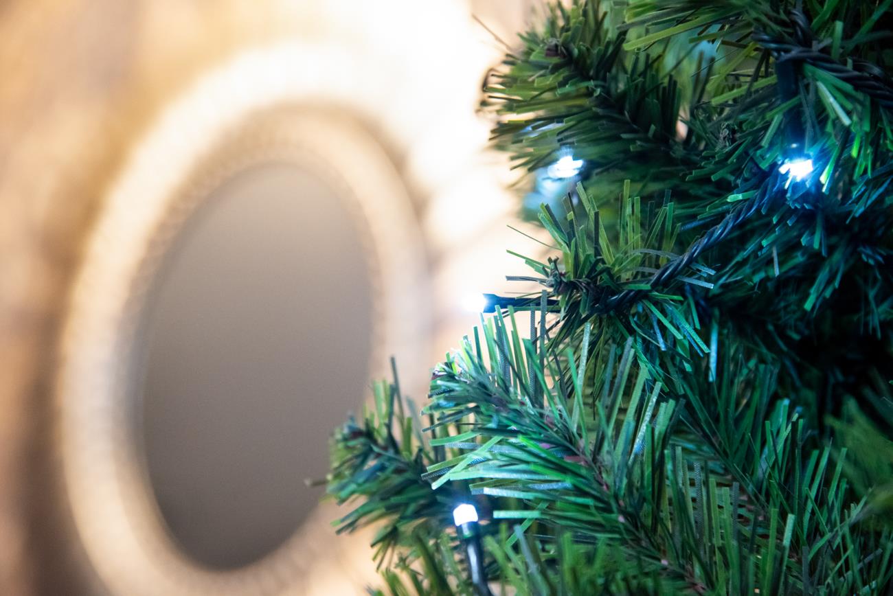 4ft Pre-Lit Alaskan Pine Christmas Tree with Green and White LEDs