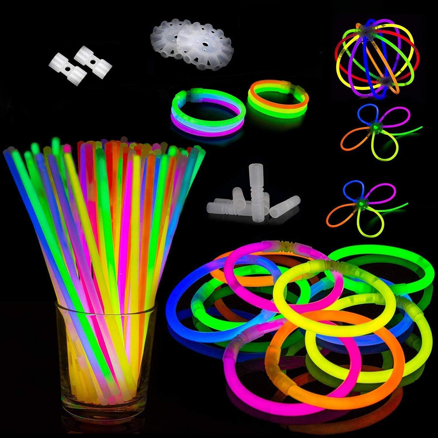 8Inches Glow in the Dark Glowsticks Bracelets 100 Pack