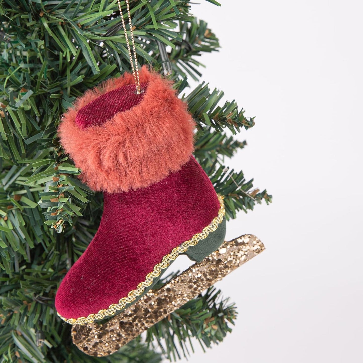Ice Skate Burgundy Ornament - 11x12cm