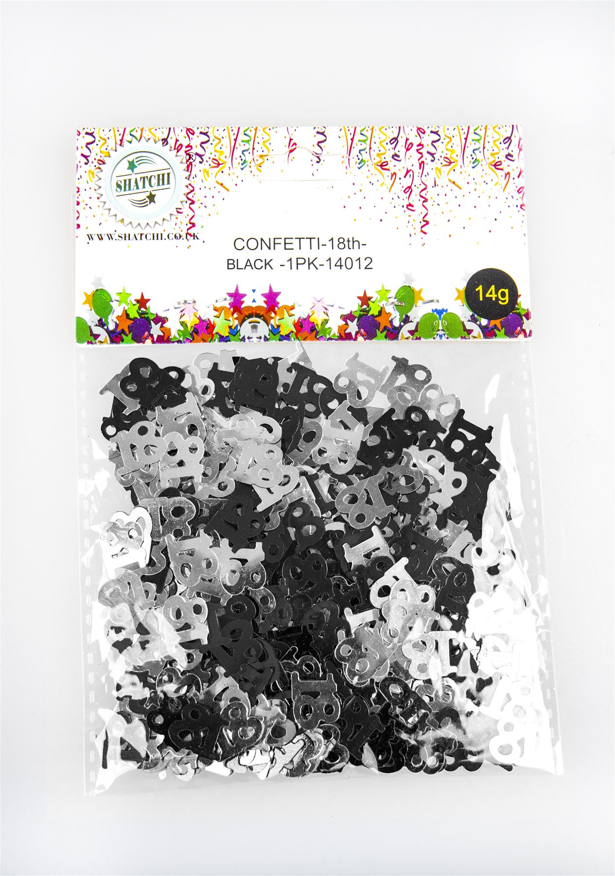 18th Confetti Black & Silver 14g, 2 Packs