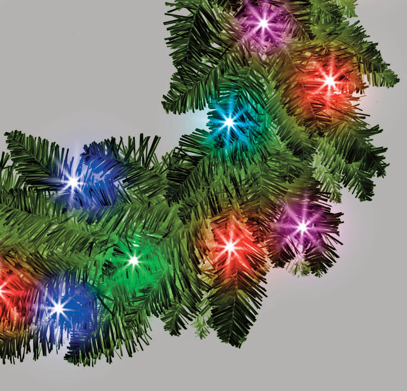 Pre-Lit Imperial Pine Multicolor LEDs Green Wreath 55cm