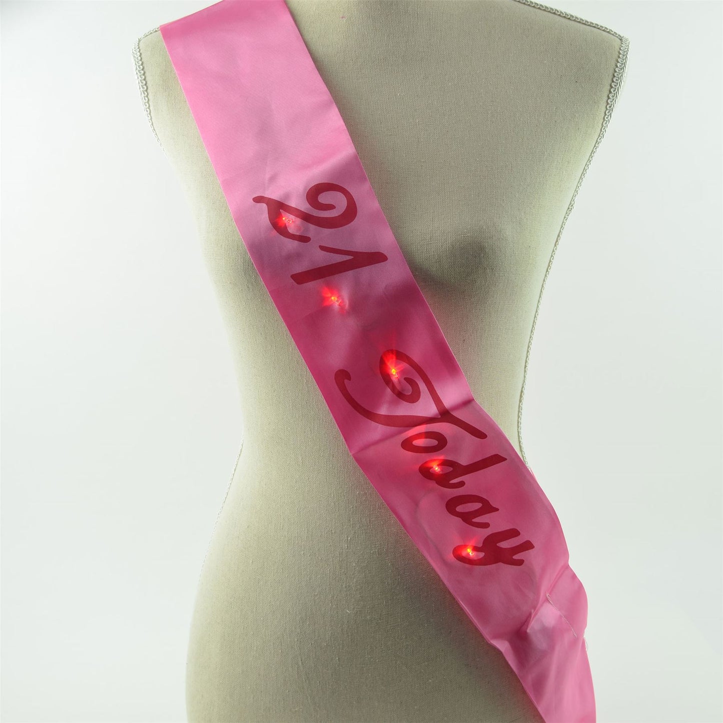 Pink LED 21st Birthday Sash