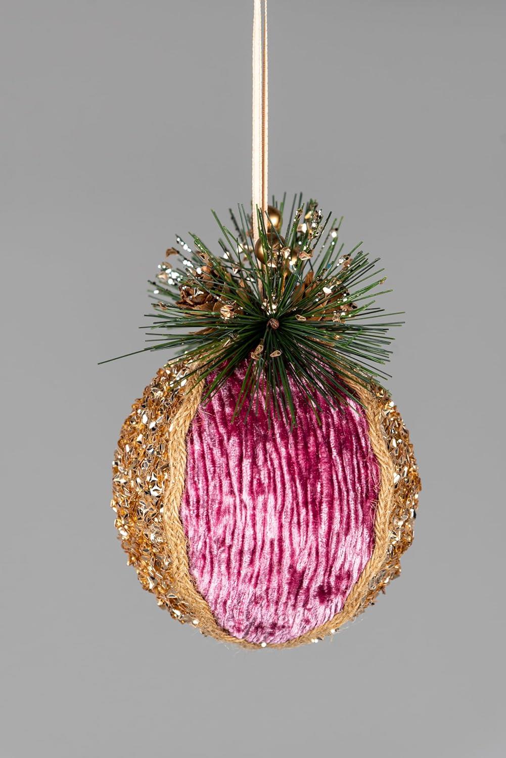 11.5cm Pink Glitter Bauble, 3pcs Set