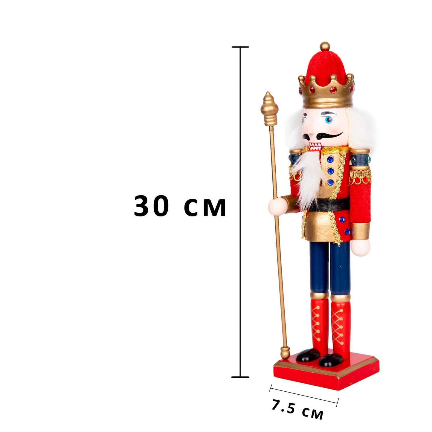 30cm Wooden Nutcracker Figures Christmas Ornament 3Pcs Set