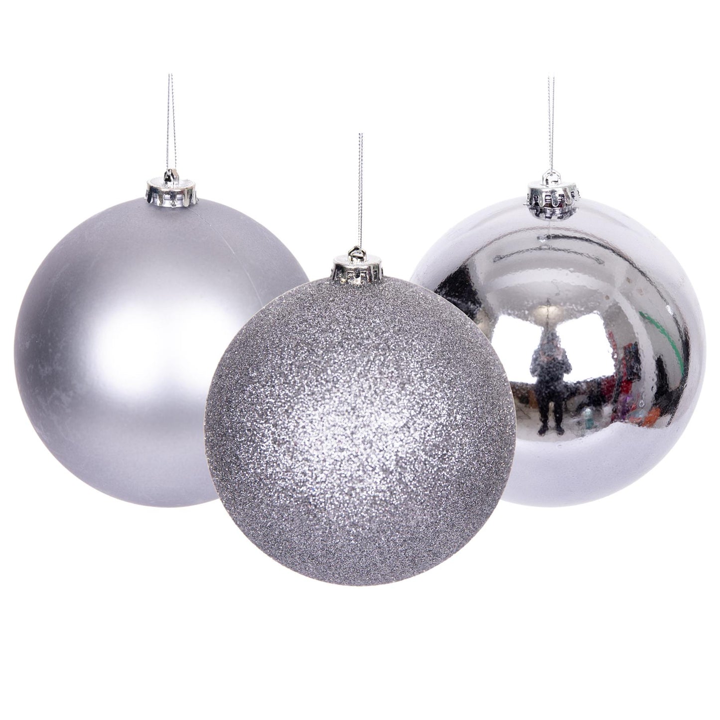 3 Mid Grey Baubles (15cm)