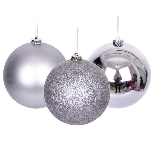 3 Mid Grey Baubles (15cm)