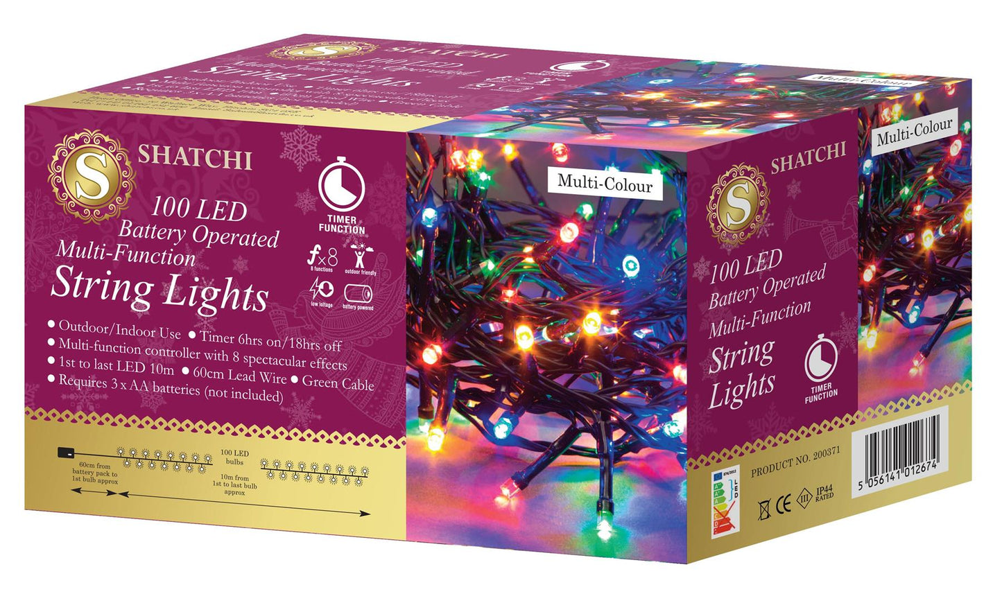 100 LED Multicolored String Lights