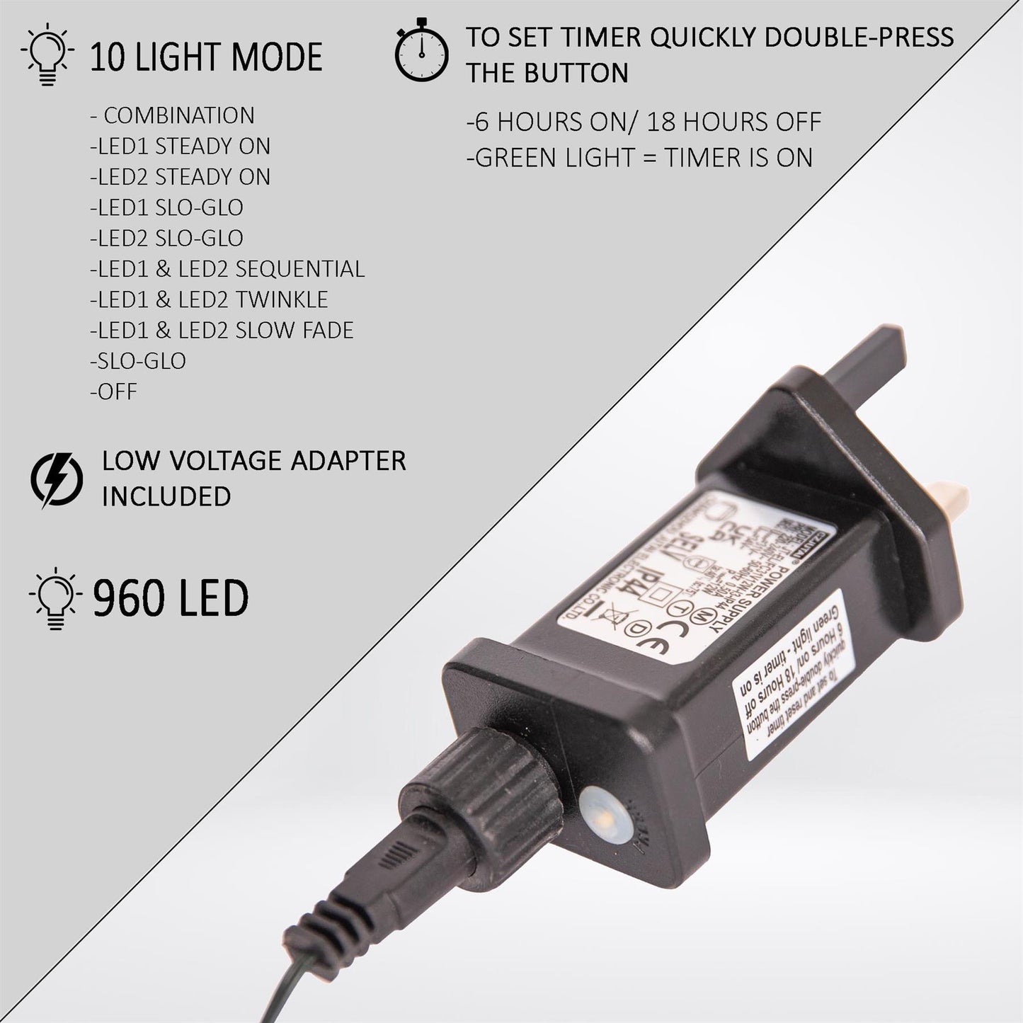 960W+WW LED GC Cluster String Lights - 14.4m