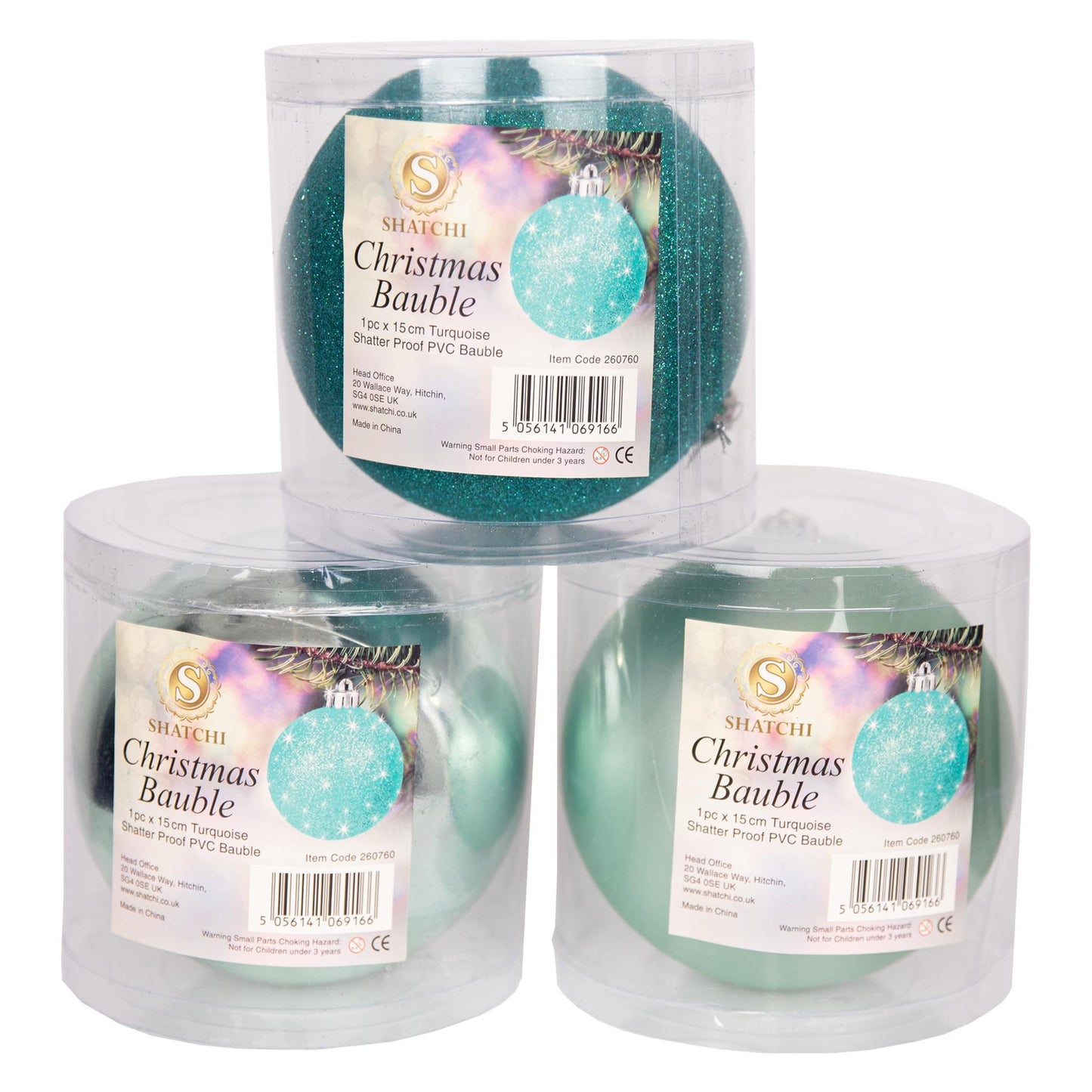 3 pcs Turquoise Baubles 35cm