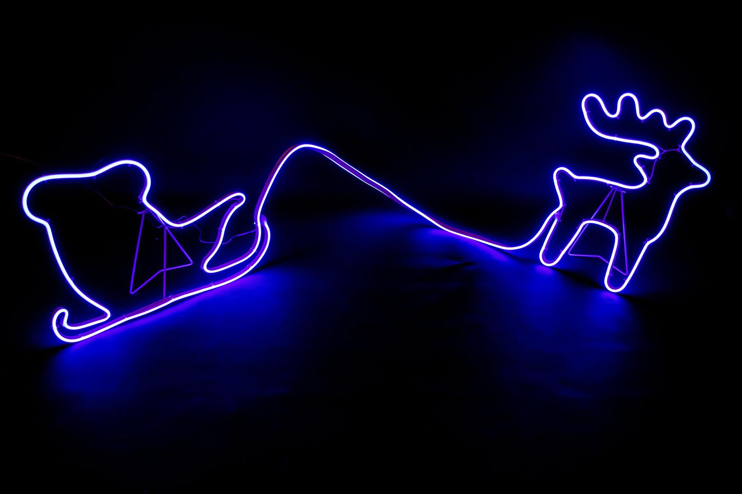 Reindeer 30x40cm & Sleigh 30x45cm Rope Light Silhouette Blue