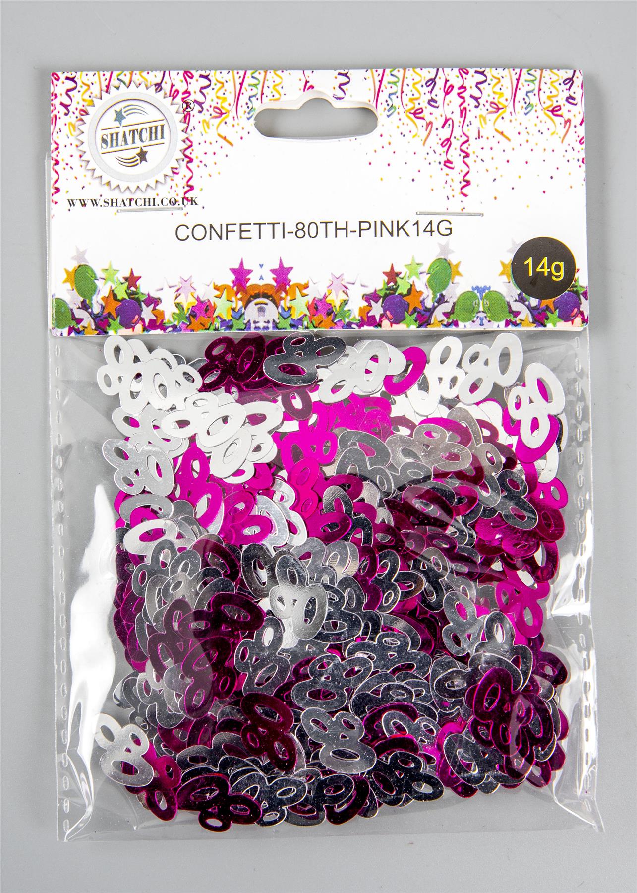 5 x Pink 80th Birthday Confetti