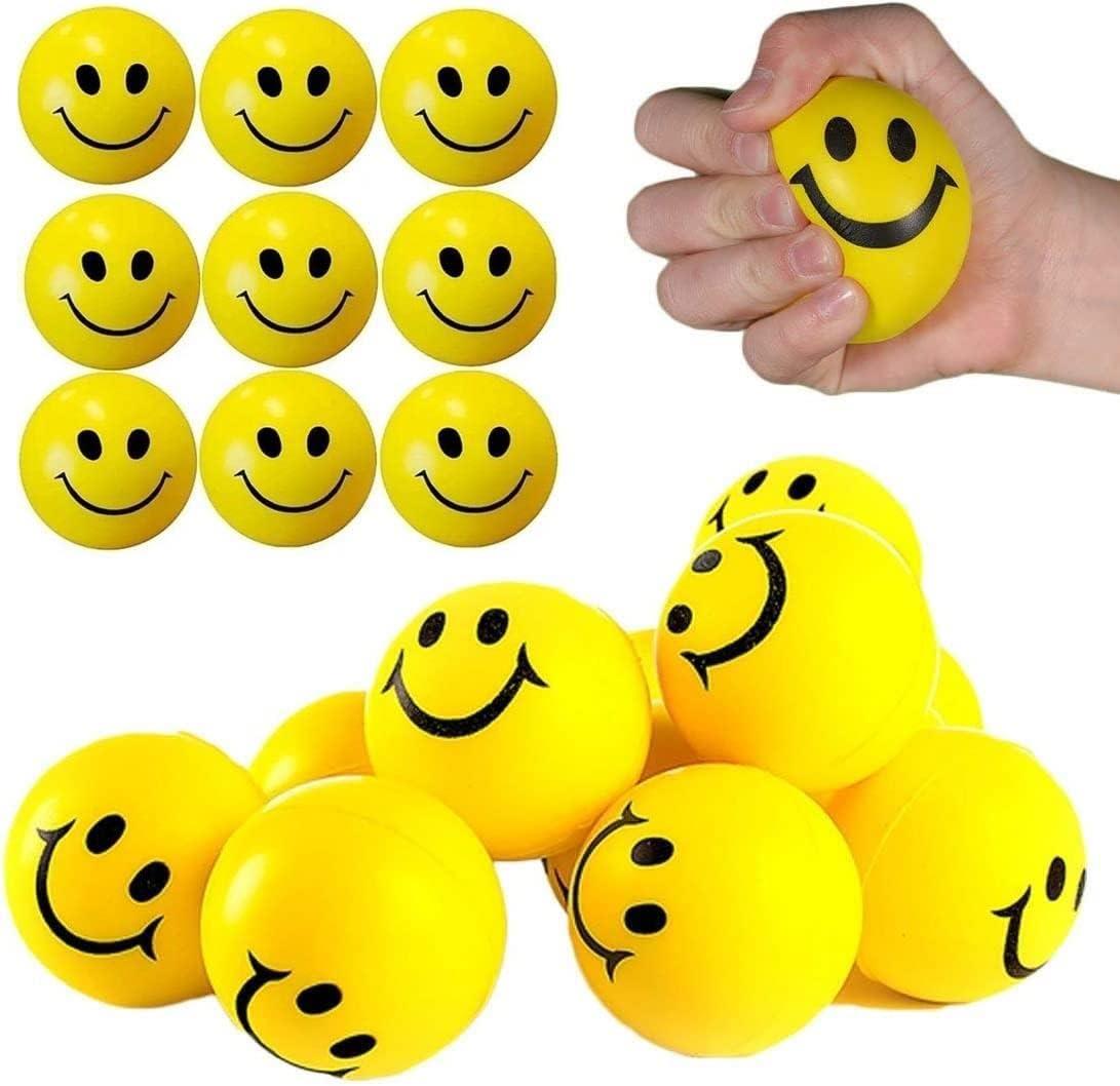 5 Pieces of Yellow Smiley Face Squishy Balls