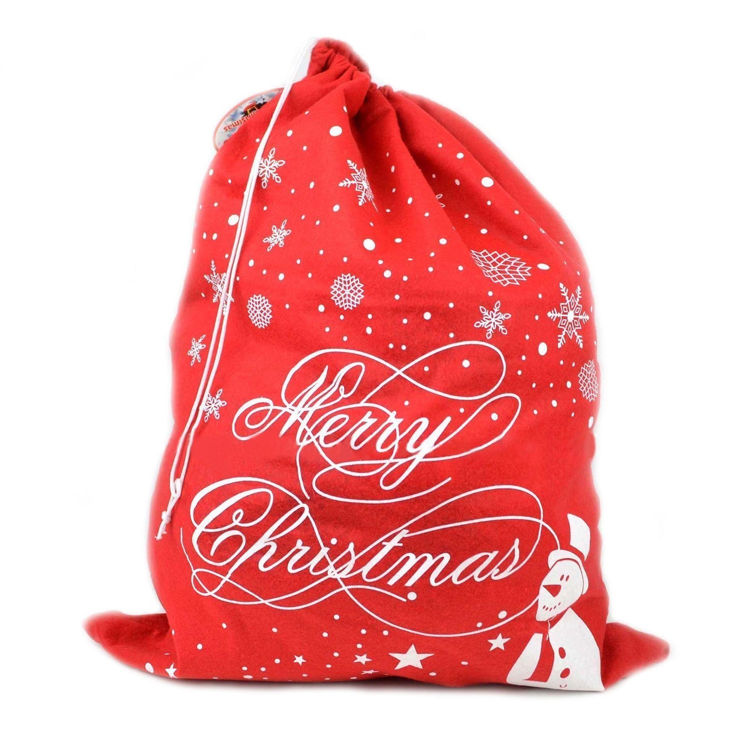 5 Christmas Santa Sack Gifts Bags - Snowman Snowflake