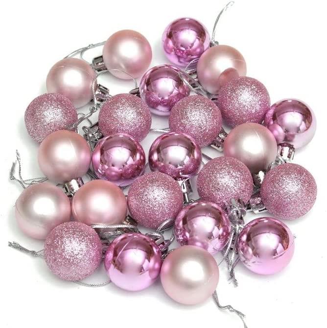 Baubles Pale Pink 3cm - 24-Piece Set, PVC