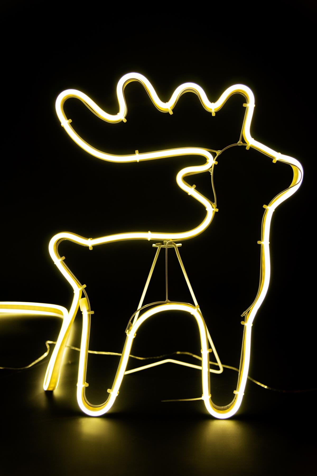 Reindeer and Sleigh Rope Light Silhouette - Warm White, Reindeer 30x40cm, Sleigh 30x45cm