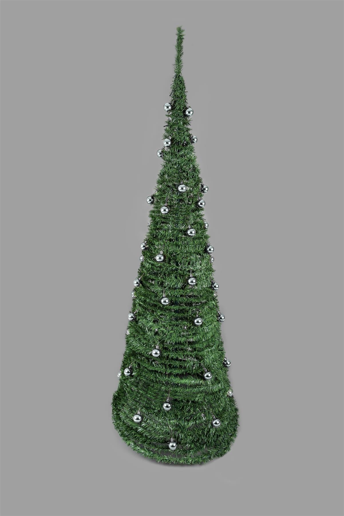 6ft (180cm) B/O Prelit Silver Baubles Decorated Pop Up Tree
