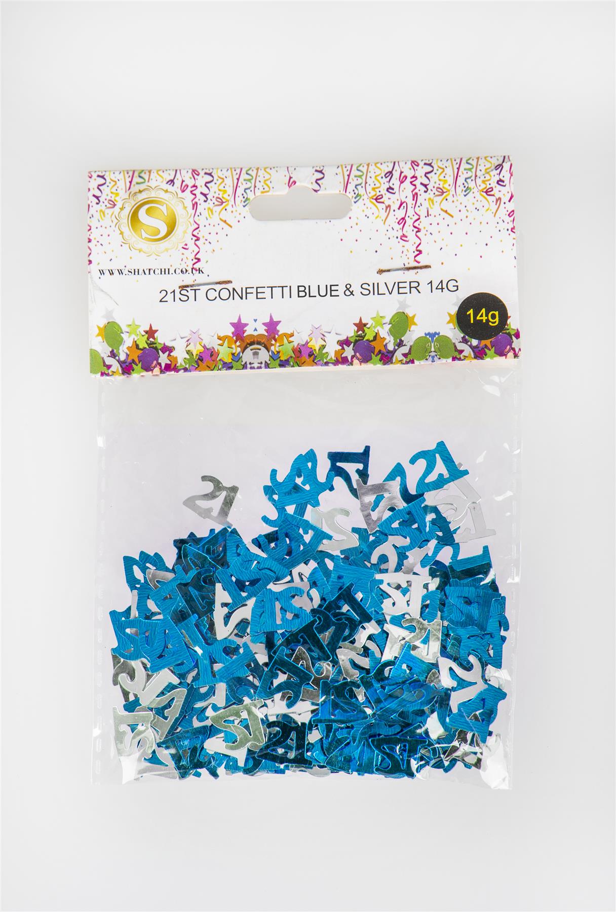 2 Packs 21st Blue & Silver Birthday Glitz Confetti