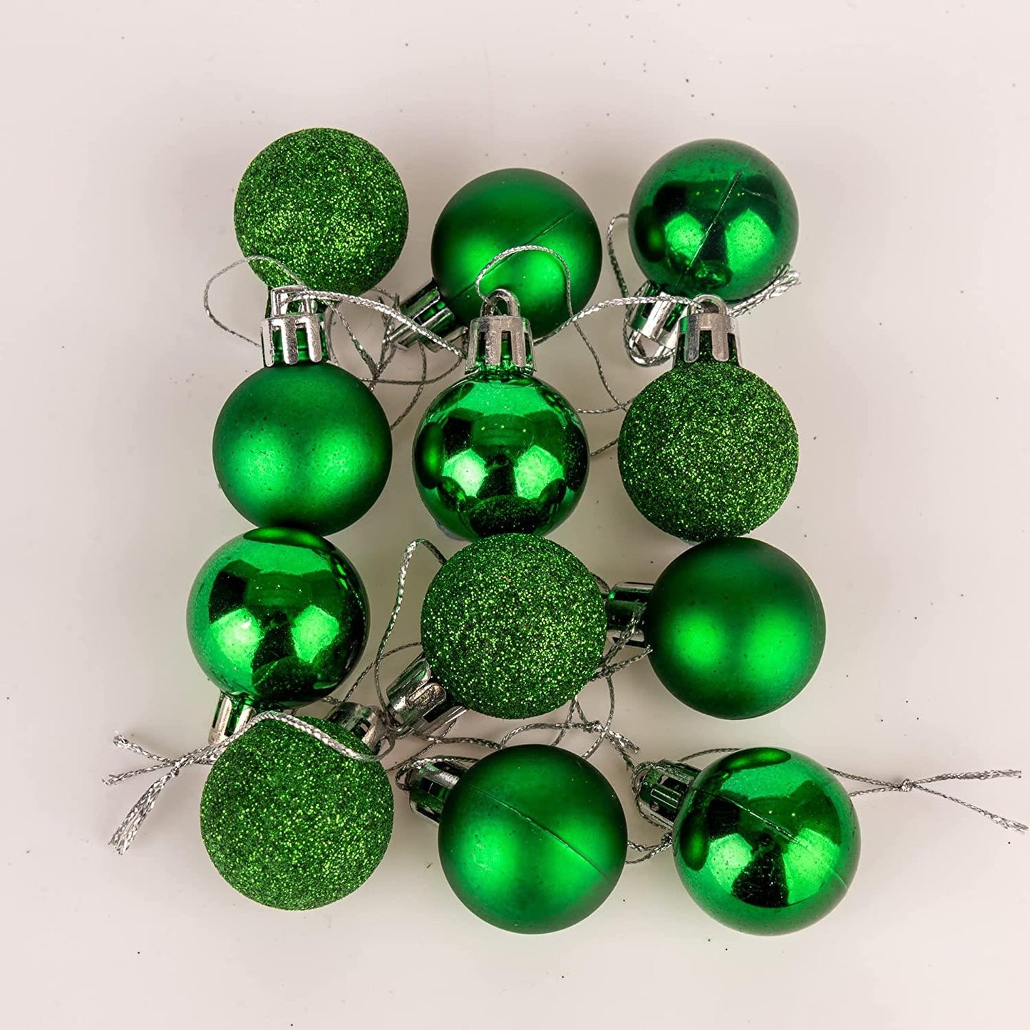12 Dark Green Baubles (3cm)