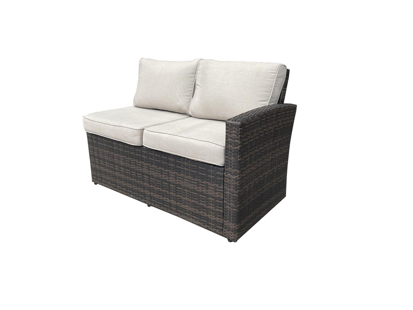 Brown Rattan 3 Seater Sofa, 2 Seater Sofa, 2 Stools, 1 Table, 1 Chair, 1 Storage Box