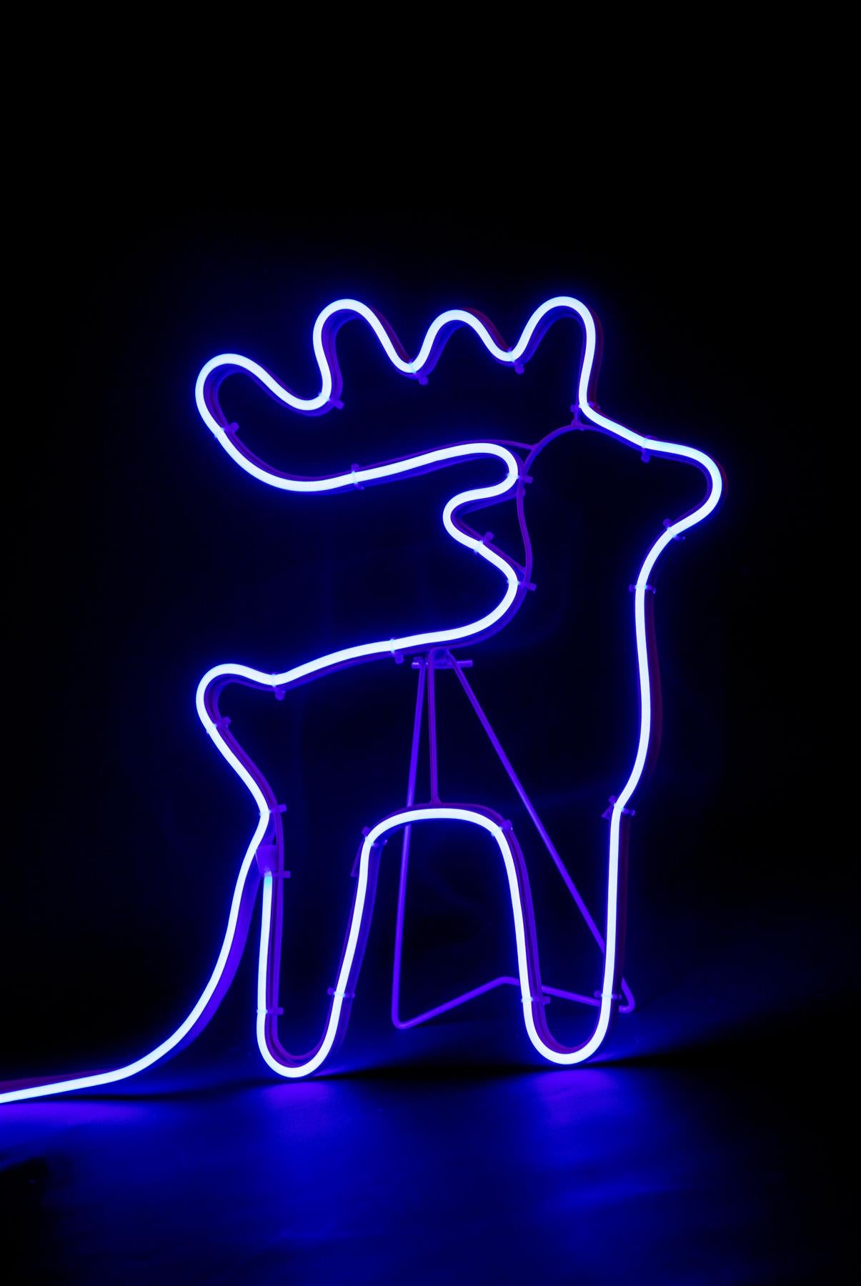 Reindeer 30x40cm & Sleigh 30x45cm Rope Light Silhouette Blue