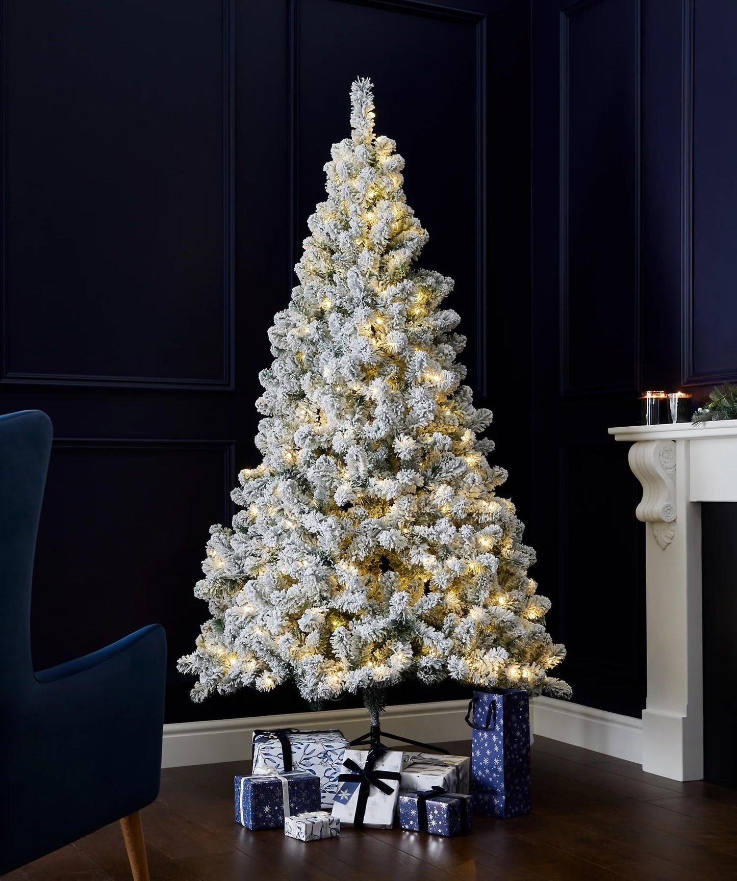 6ft Pre-Lit Yukon Snow Pine Tree with 160 LEDs