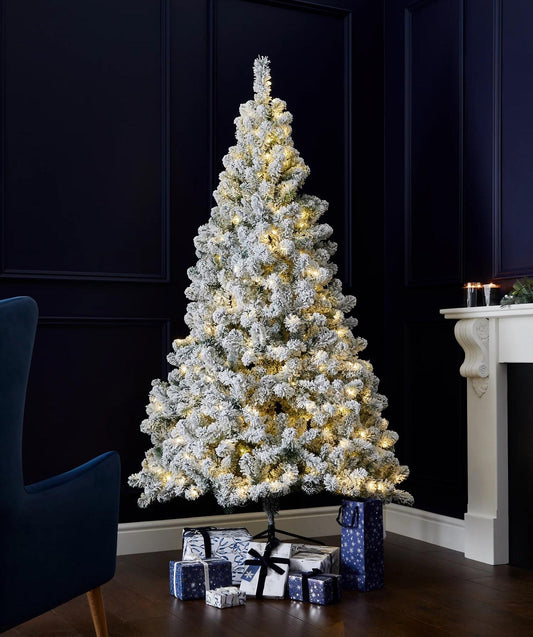 6ft Pre-Lit Yukon Snow Pine Tree with 160 LEDs