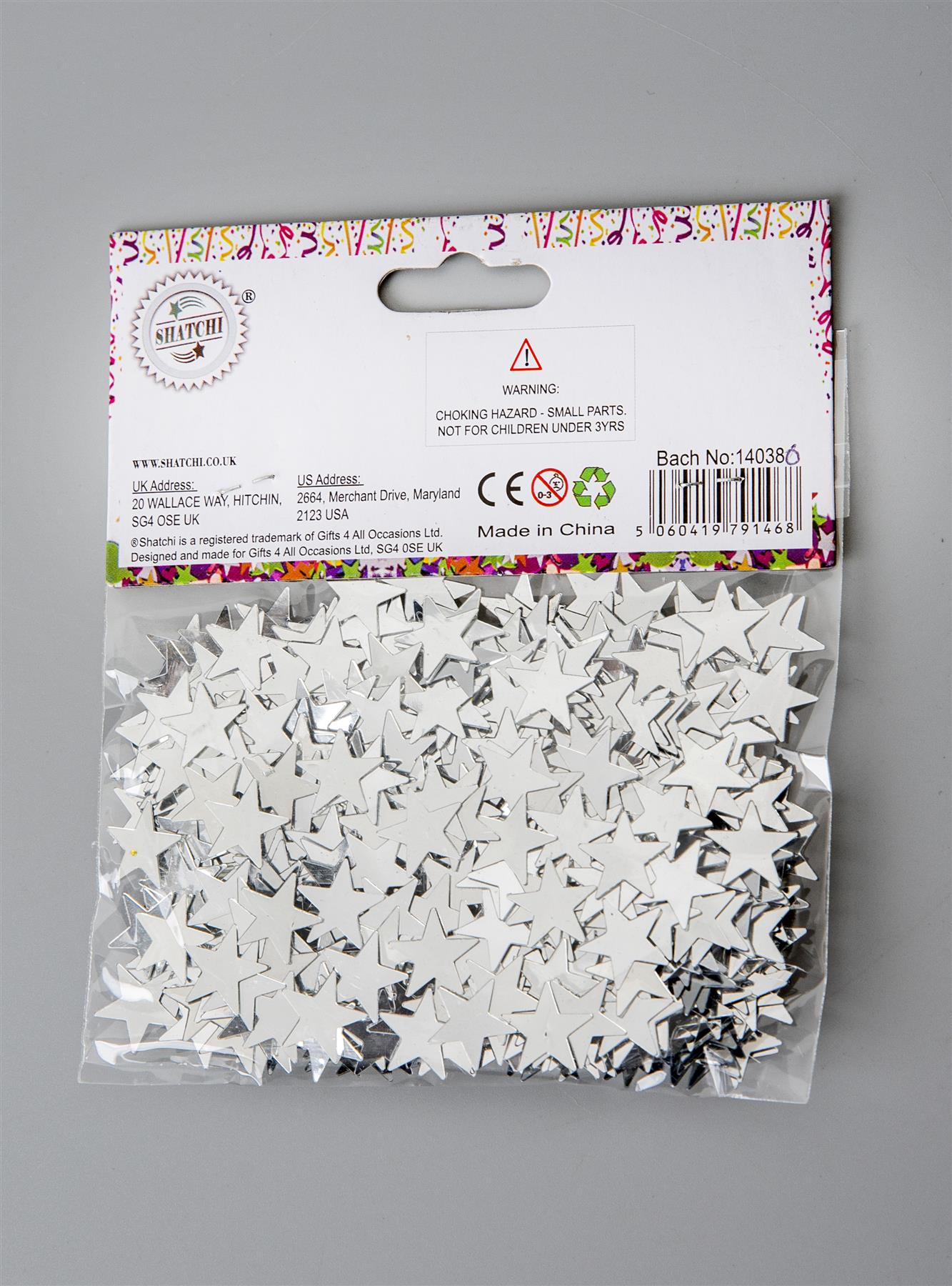 3 Packs of 14g Silver Star Confetti