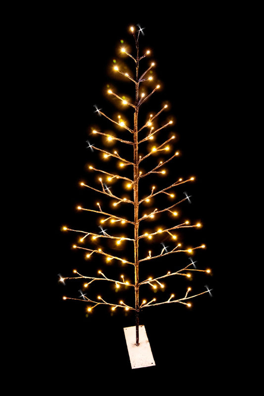 6 Feet Pre-Lit LED Snowy Brown Christmas Tree 180cm