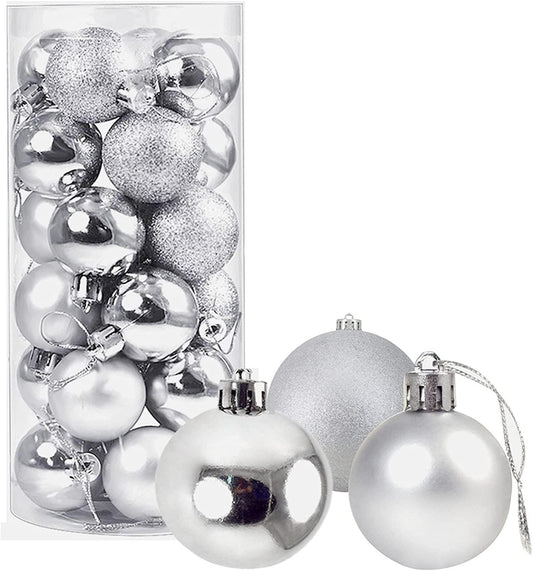 6 pcs Silver Baubles 6cm