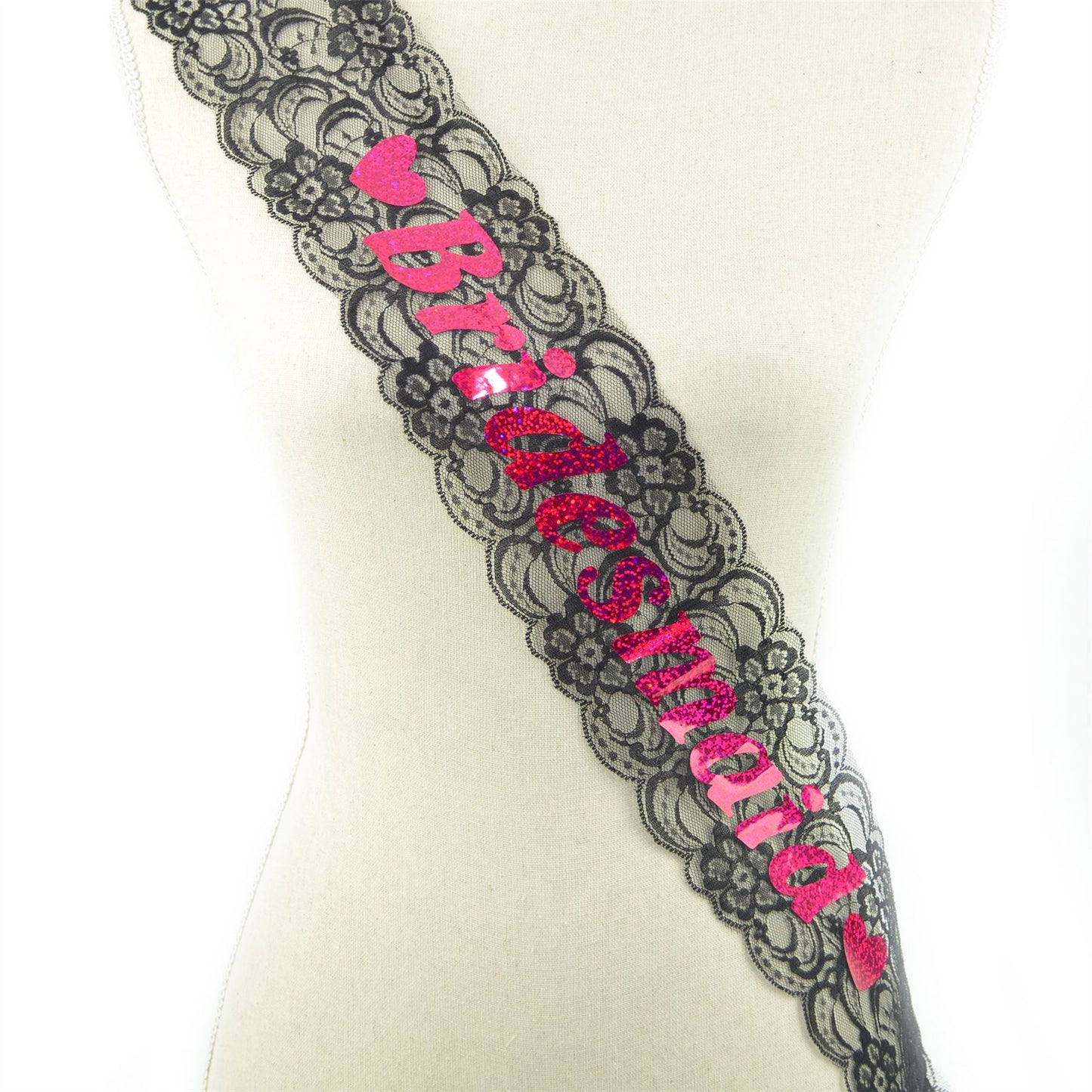 Shatchi Bridesmaid Sash Black Lace