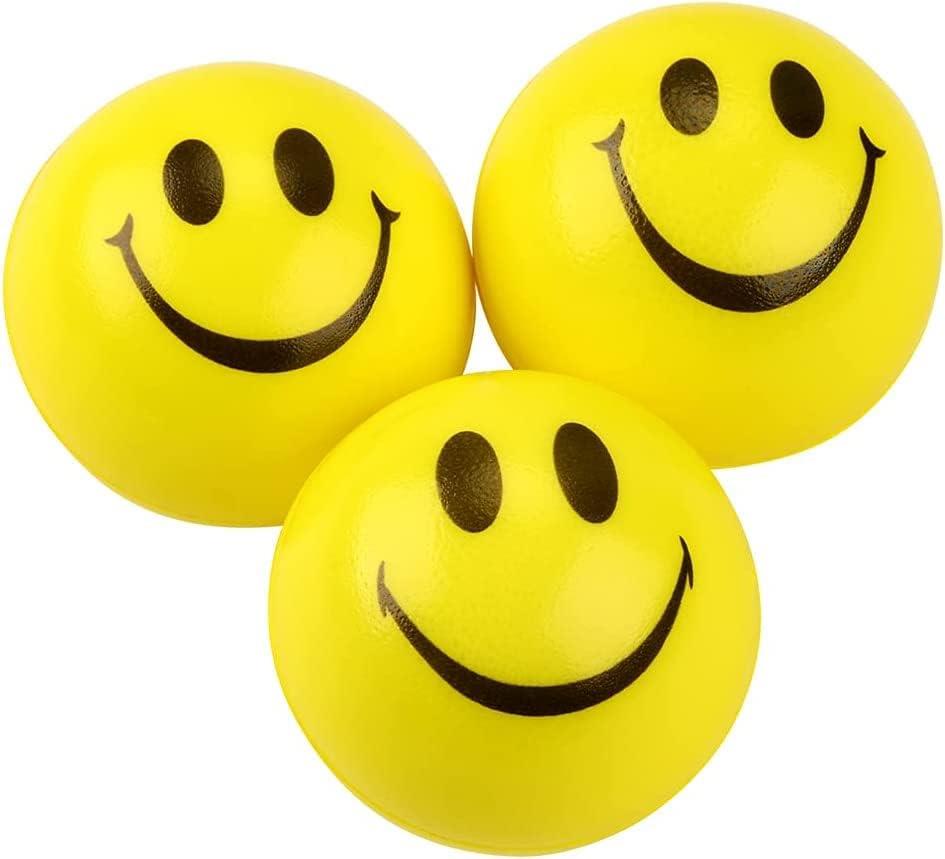 5 Pieces of Yellow Smiley Face Squishy Balls