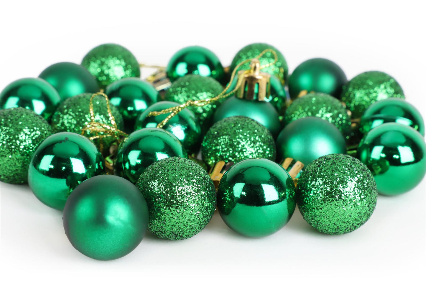 12 Green Baubles - 3cm