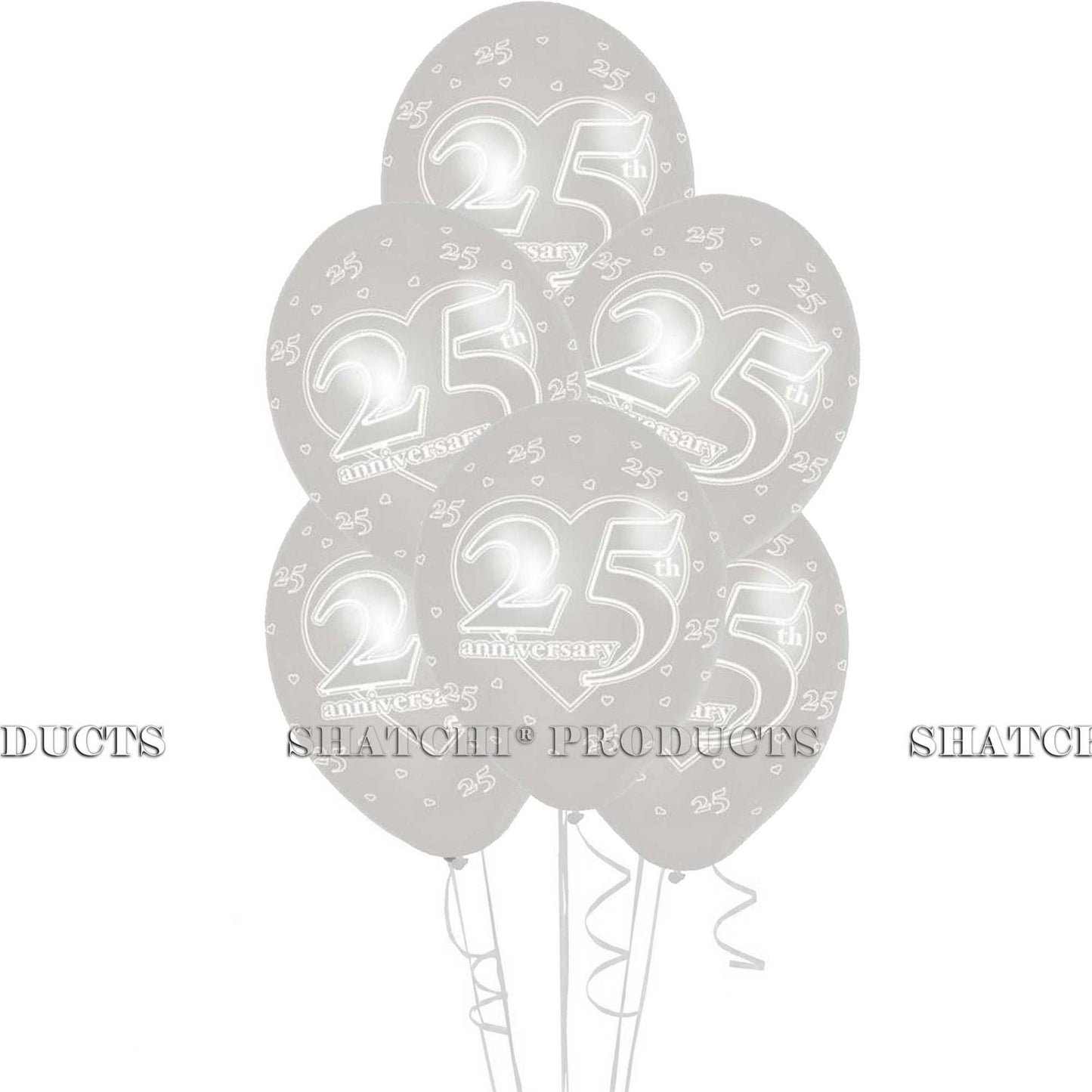 6-Pack 11" Silver Latex Balloons - 25th Birthday