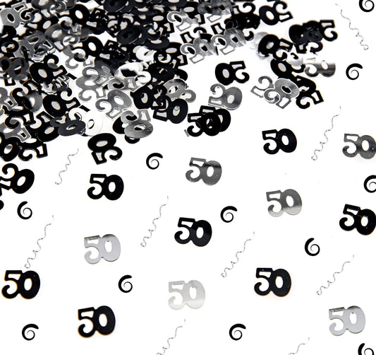 4 x 14g 50th Black Happy Birthday Confetti