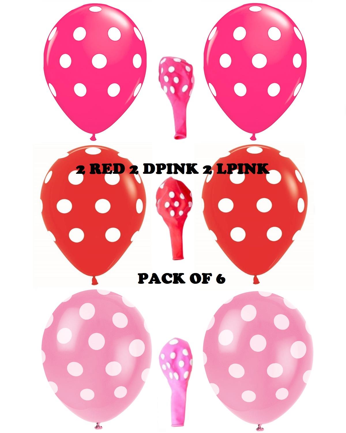 6pcs 12" Polka Dot Dark Pink & Light Pink Balloons