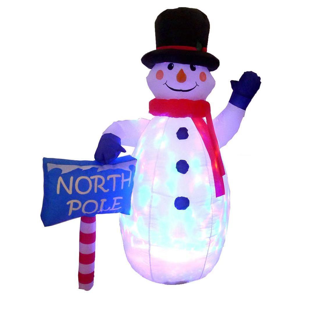 Pre-Lit North Pole Snowman - Mains Powered, 2.4m with 4 LED Lights