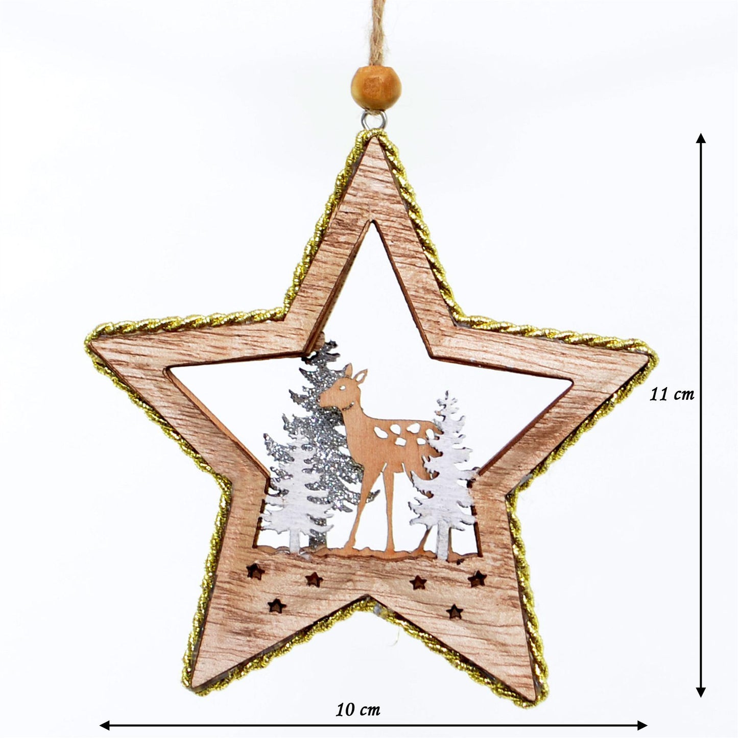 10x11cm Wooden Star Ornament