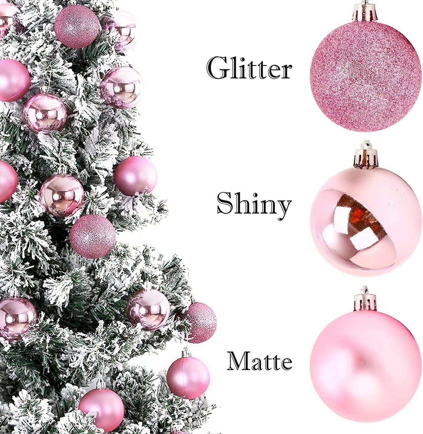 Baubles Pale Pink 3cm - 24-Piece Set, PVC