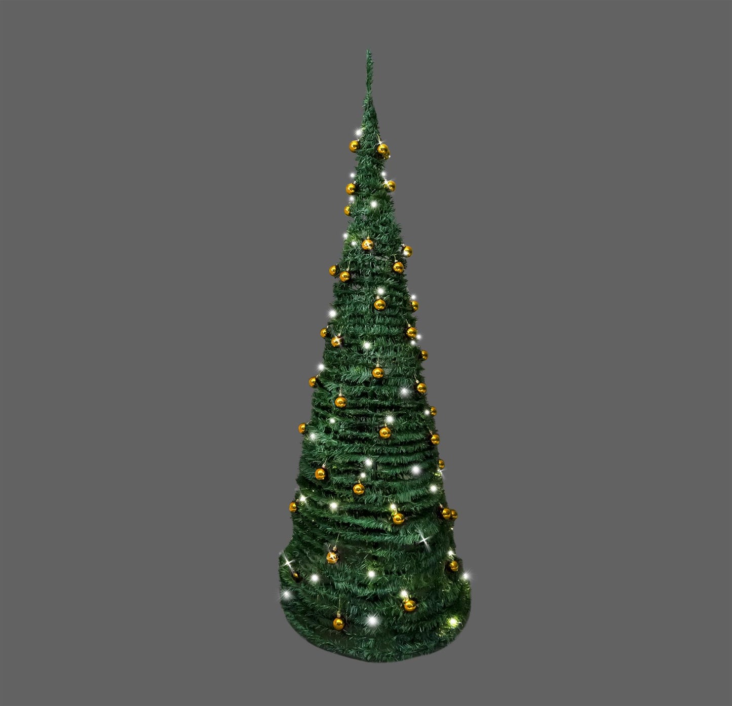 6ft (180cm) Prelit Gold Baubles Decorated Pop Up Tree