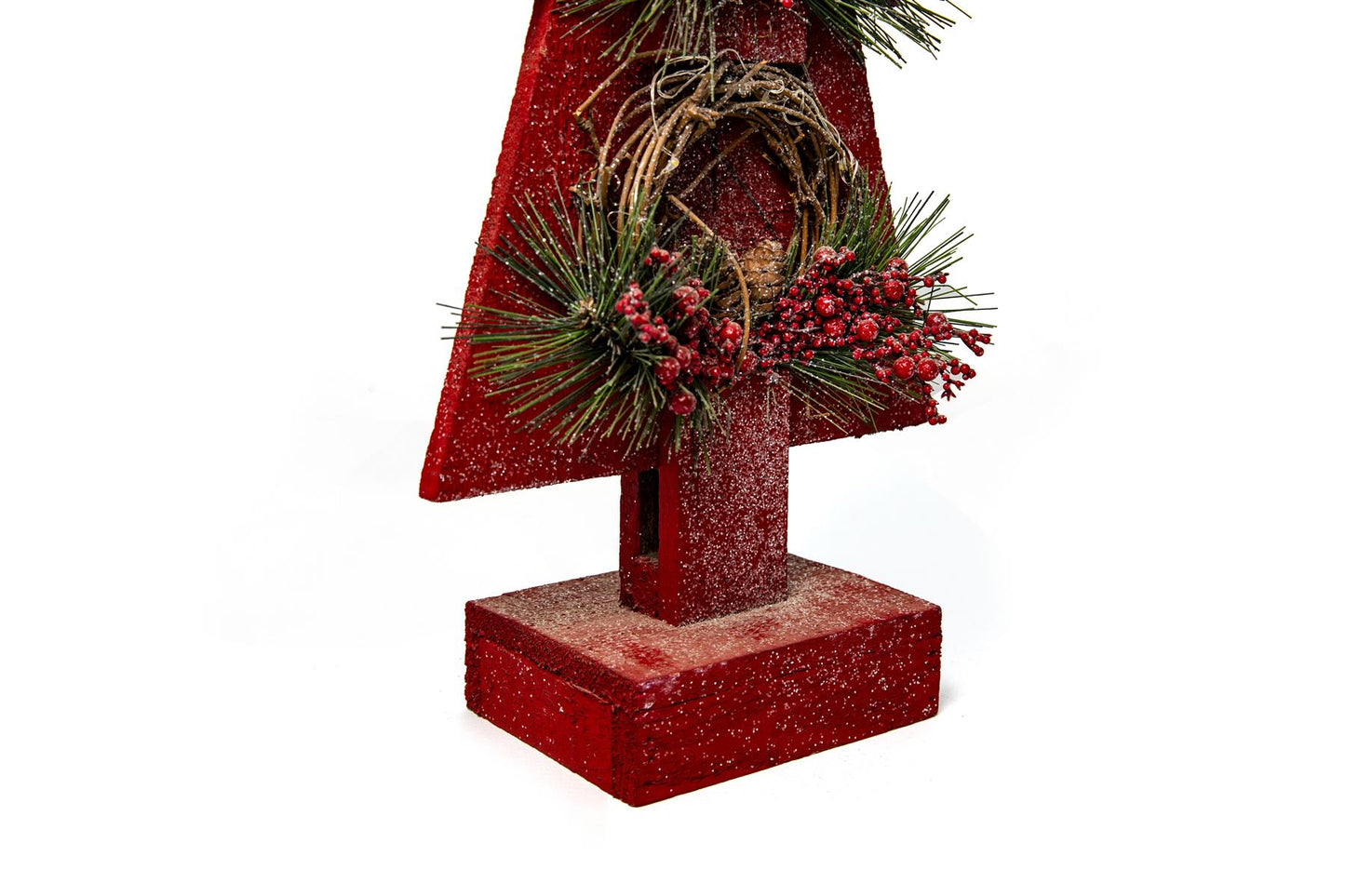 Red Wooden Tree with Bulbs - 25x10x80cm