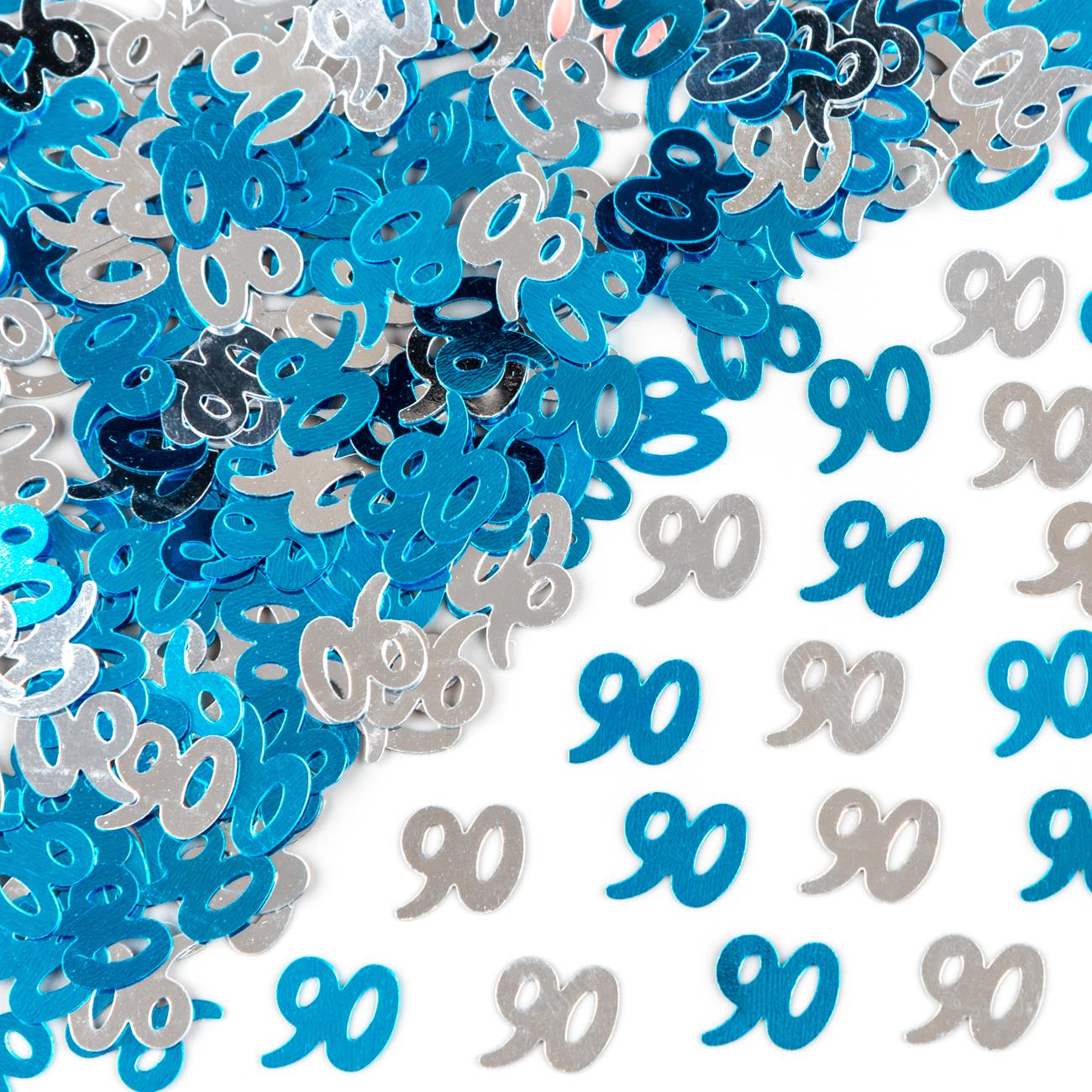 90th Birthday Confetti - Blue & Silver, 14g, 2 Pack