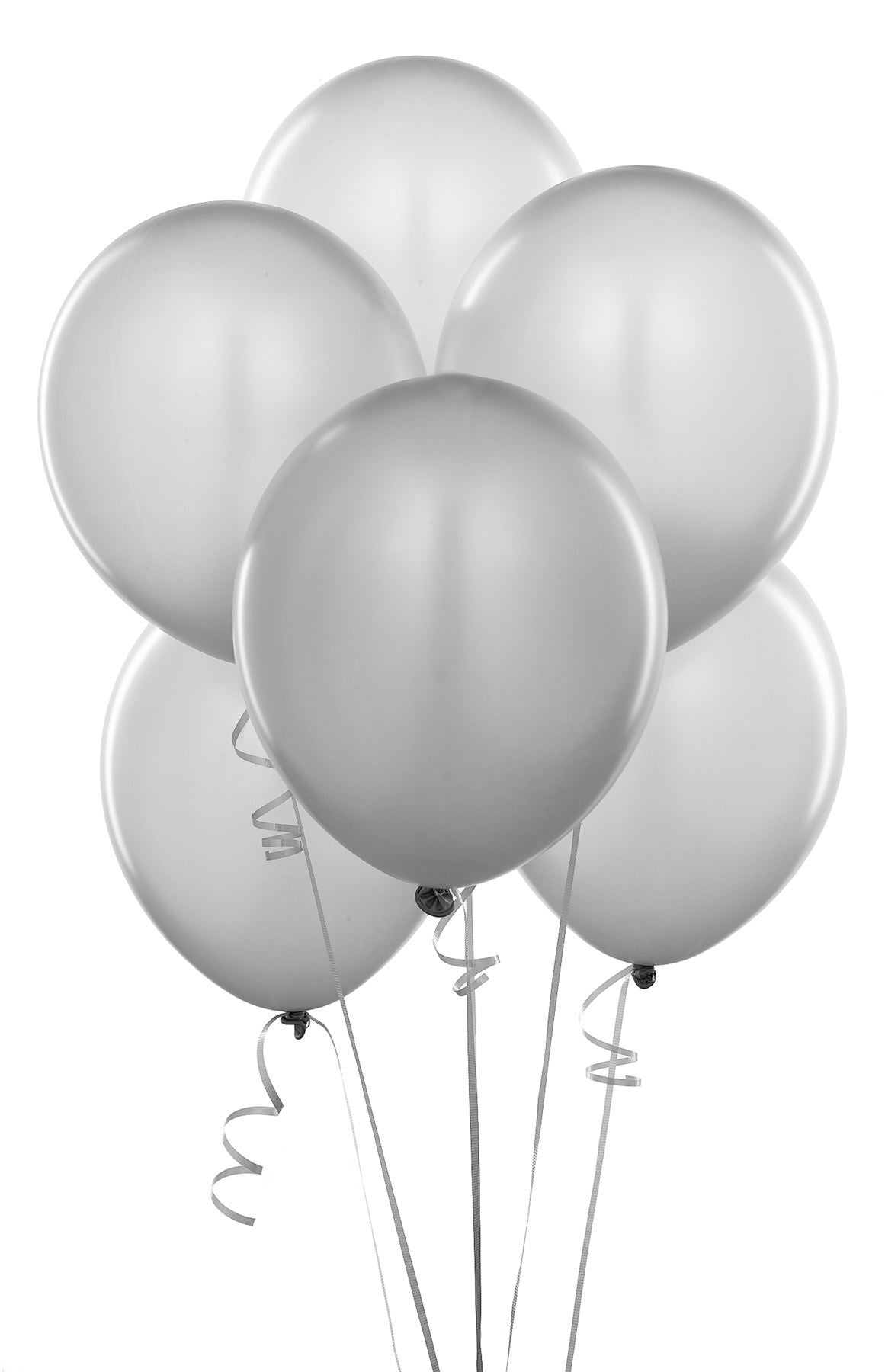 5x 12" Plain Silver Balloons
