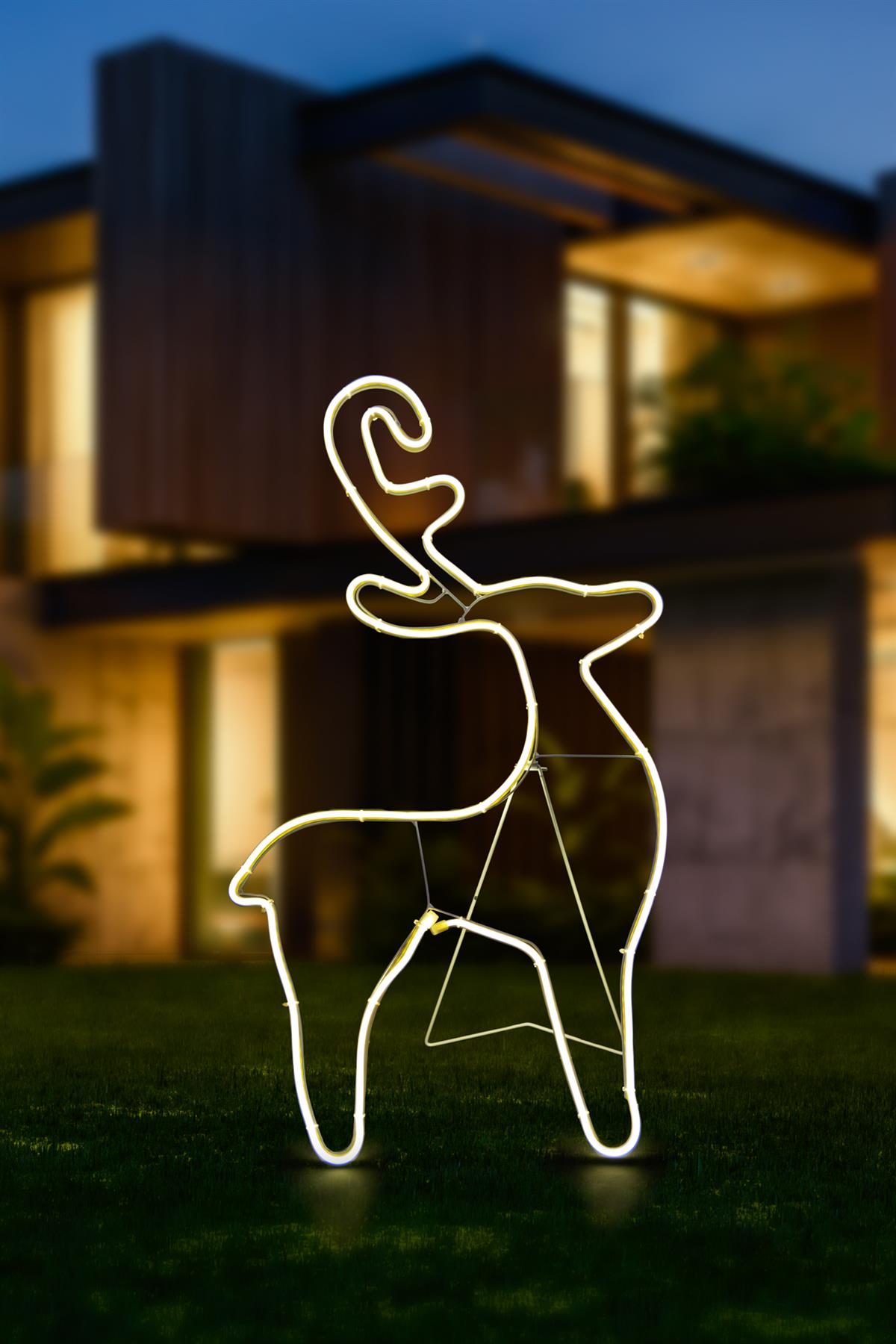 Reindeer Rope Light Silhouette - Warm White, 74 x 40cm