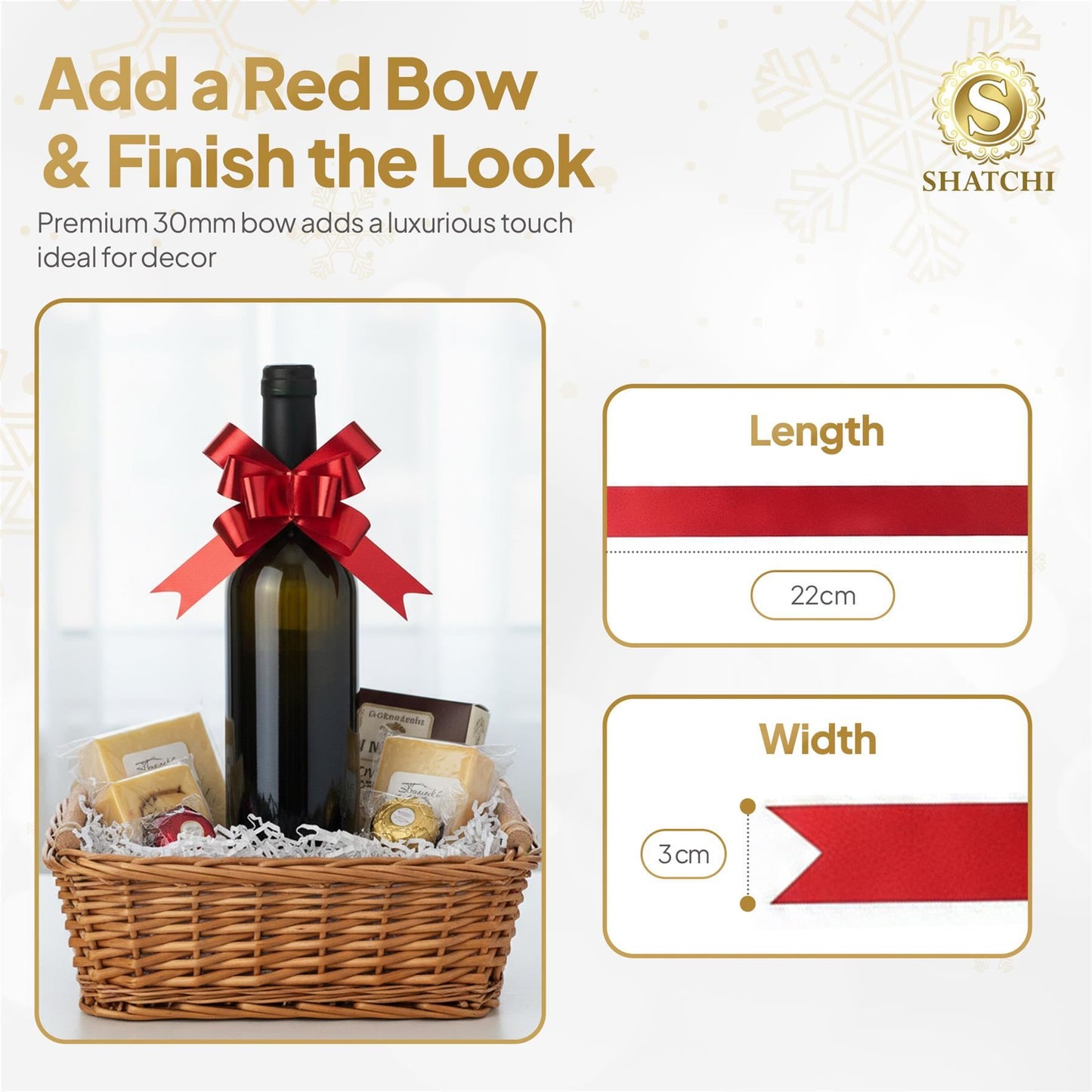 Shatchi 60pcs Red 30mm/3cm Pull Bows for Wrap, Hampers, Parties & Craft Use