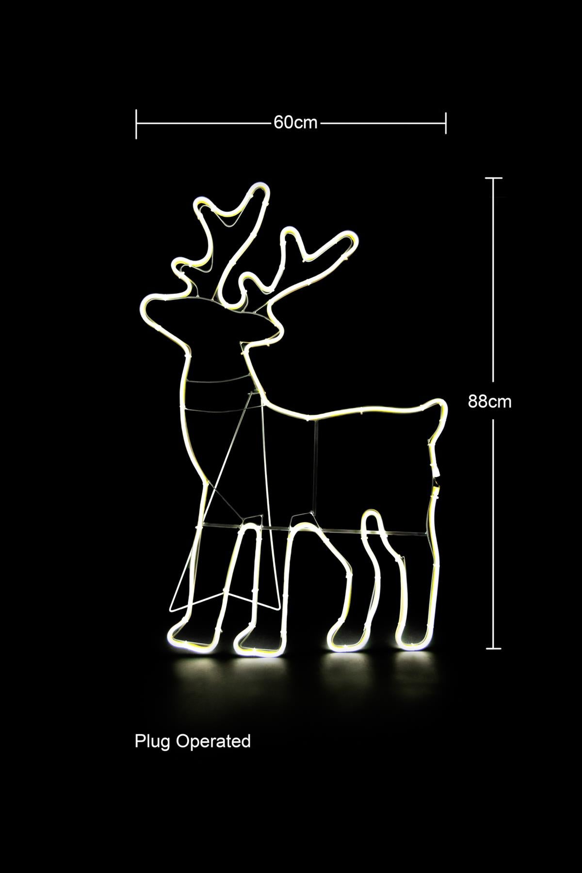 Reindeer Rope Light Silhouette Cool White 89 x 50cm