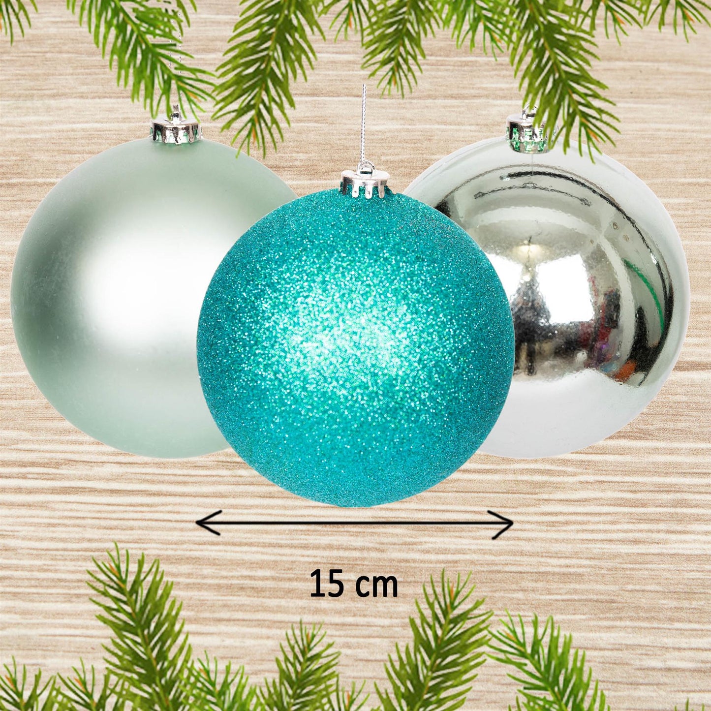 3 pcs Turquoise Baubles 35cm