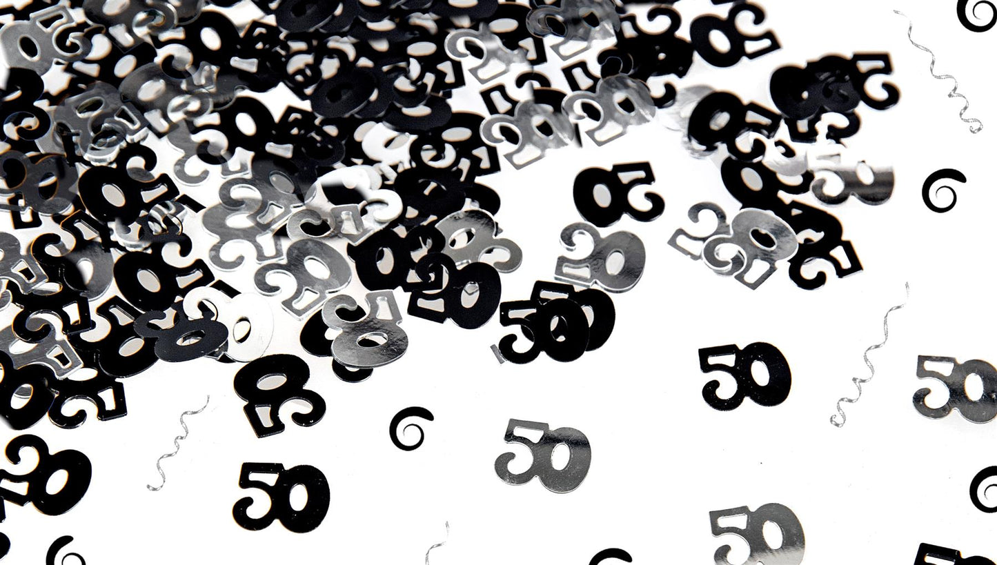 4 x 14g 50th Black Happy Birthday Confetti