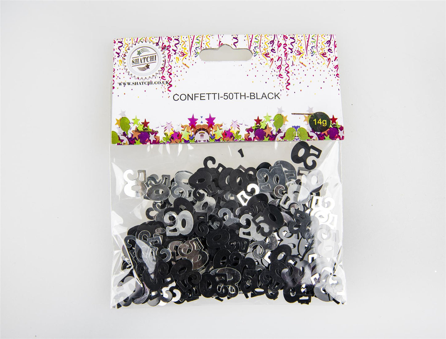 4 x 14g 50th Black Happy Birthday Confetti